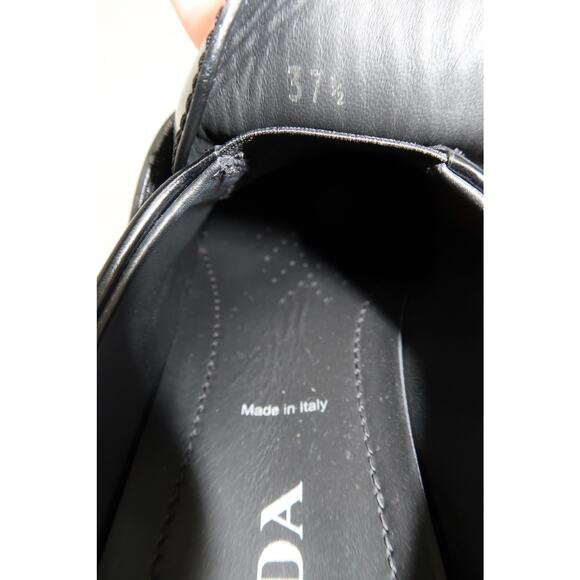 Prada Leather Monolith Triangle Logo Platform Brushed Loafers Black Size 37.5 - Picture 10 of 11